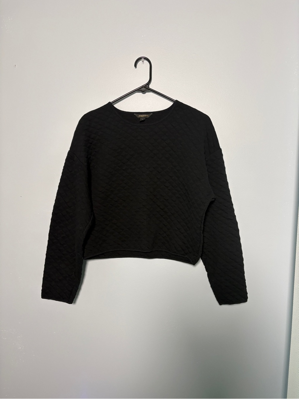 Banana Republic Black Quilted Crewneck Sweater
